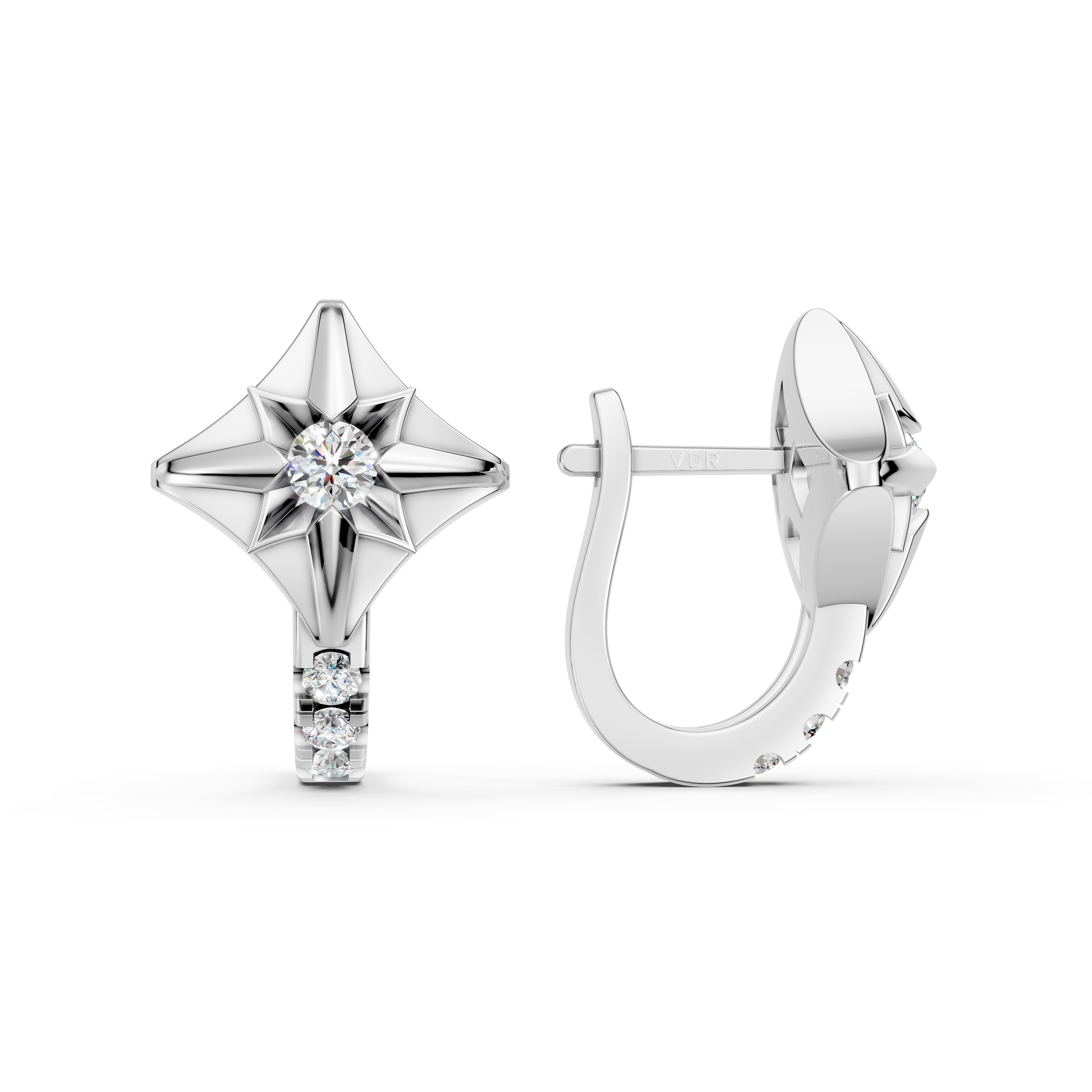 Bông nữ Kim cương Vàng trắng 14K VCR BN-0464 cuốn hút