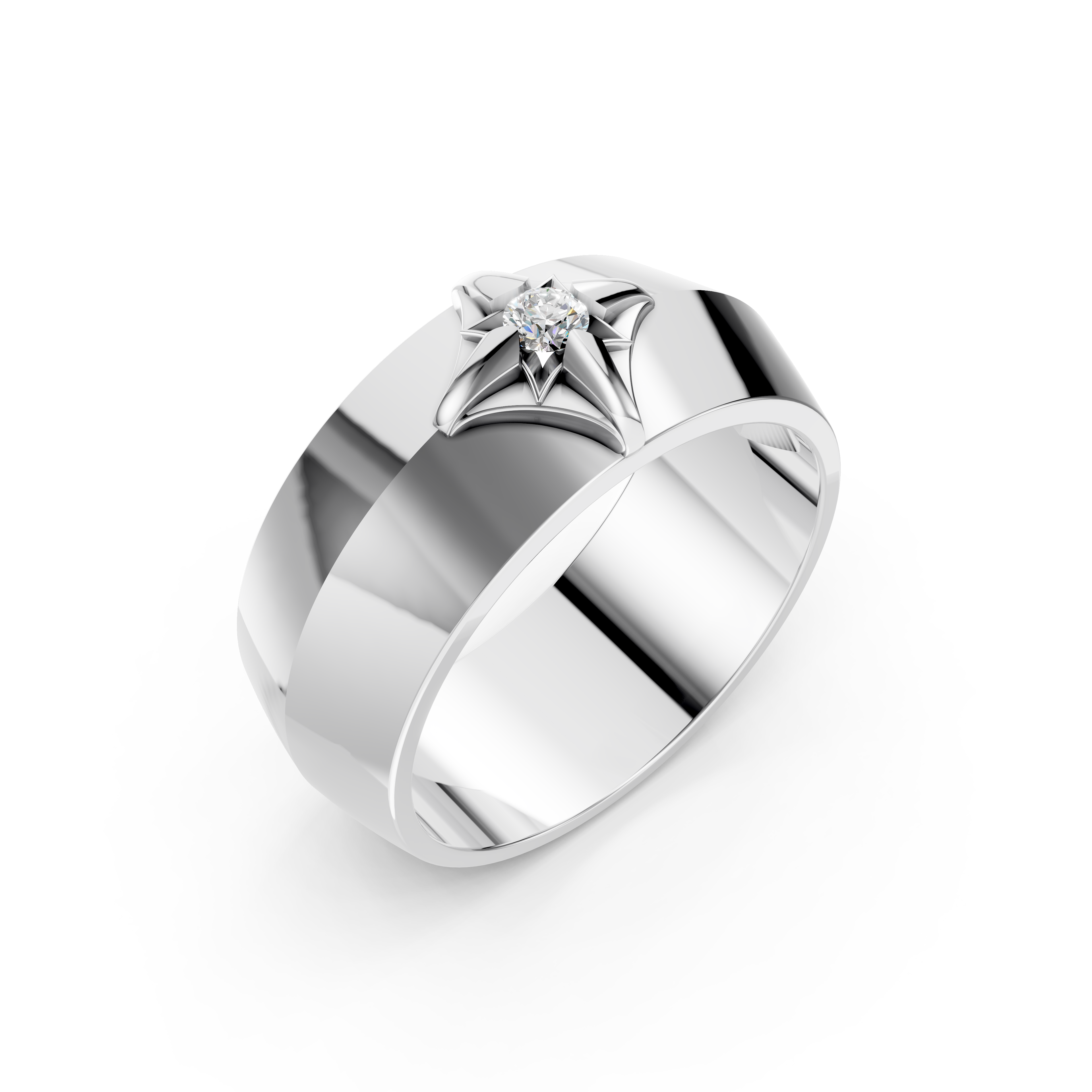 Nhẫn cưới nam Kim cương Vàng trắng 14K VCR CA-0399 lịch lãm