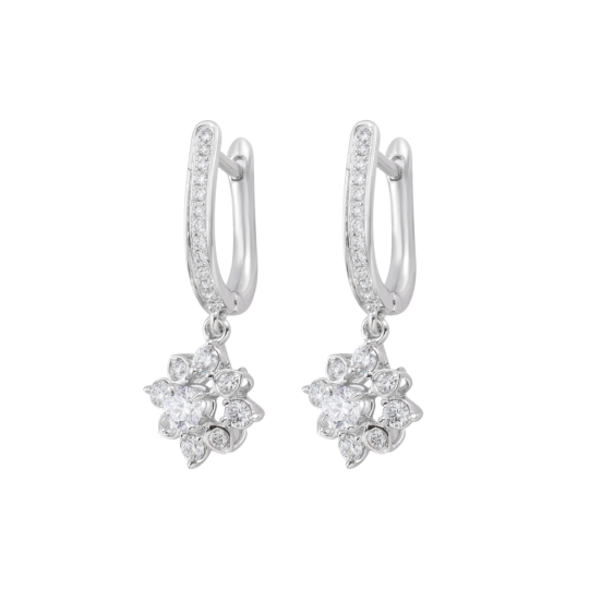 Bông nữ Kim cương Vàng trắng 14K VCR BN-0455 thời thượng