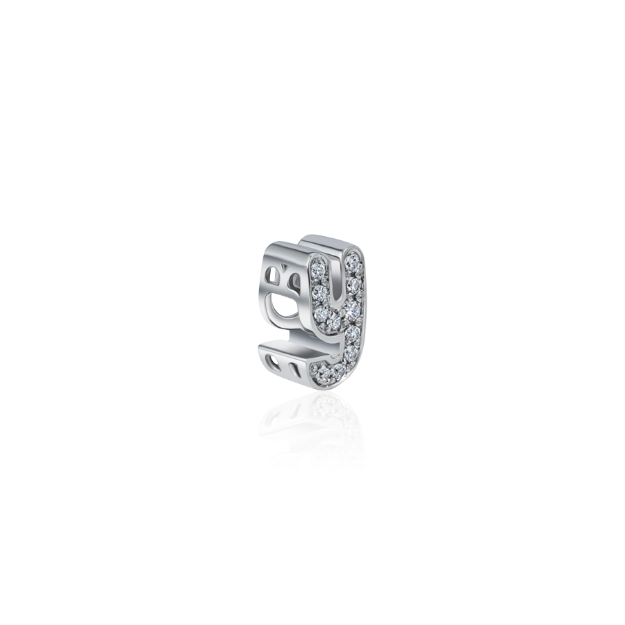 Hạt charm CZ Vàng trắng 10K VCR CH-0009 sang trọng