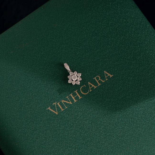 Mặt dây nữ Kim cương Vàng trắng 14K VCR MN-0173 tinh xảo