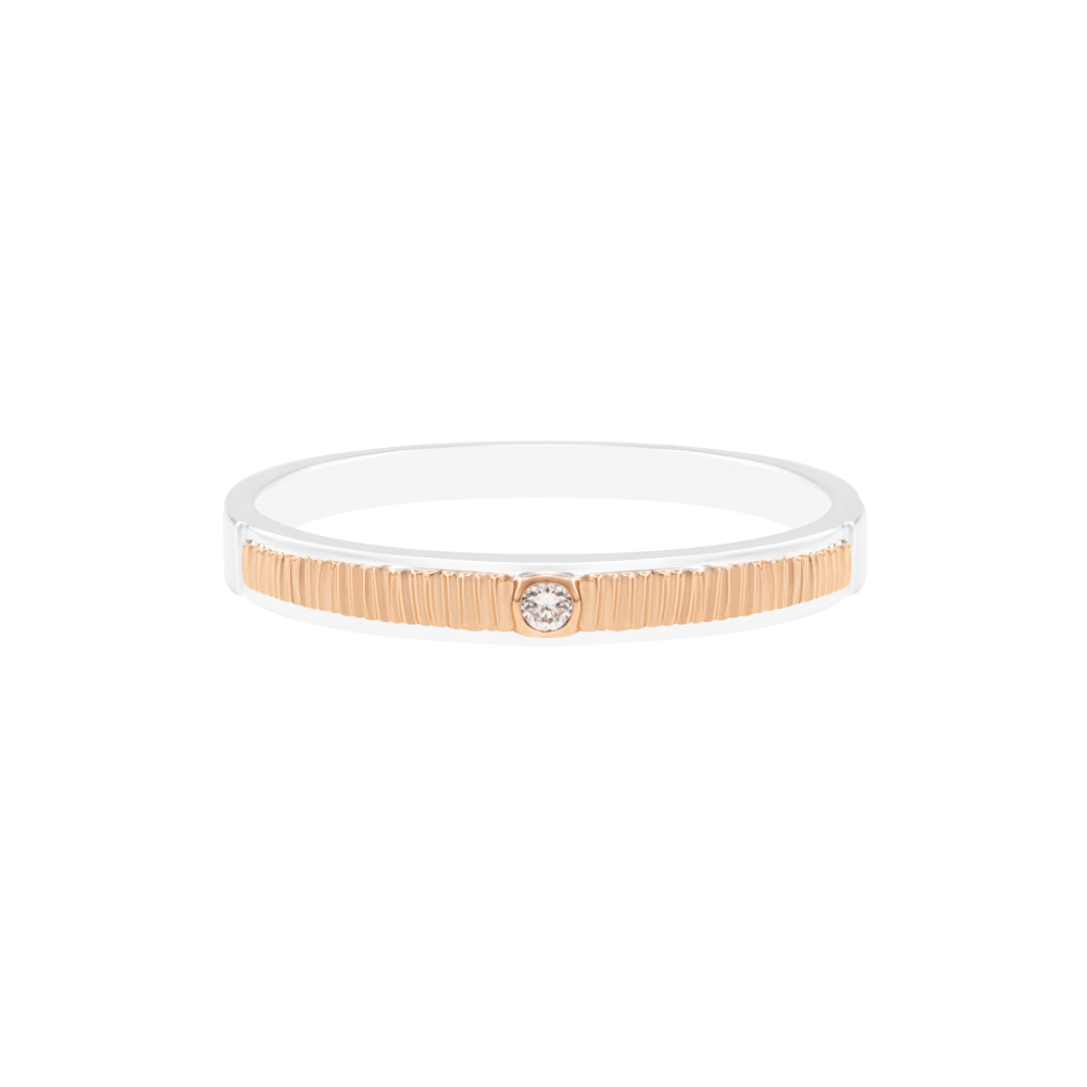 Nhẫn cưới Kim cương Vàng trắng & hồng 18K VCR CX-0389 đơn giản