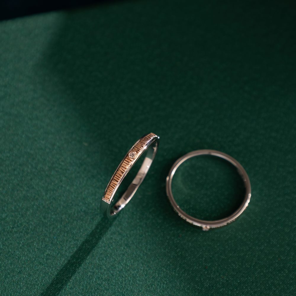 Nhẫn cưới Kim cương Vàng trắng & hồng 18K VCR CX-0389 rực rỡ