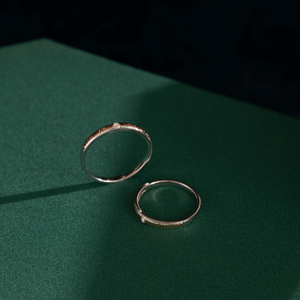 Nhẫn cưới Kim cương Vàng trắng & hồng 18K VCR CX-0389 bền bỉ