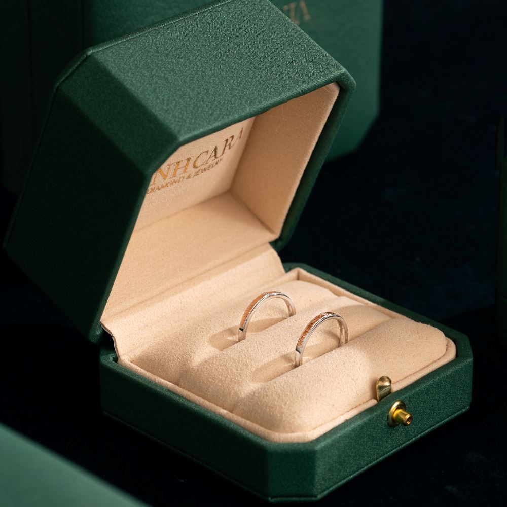 Nhẫn cưới Kim cương Vàng trắng & hồng 18K VCR CX-0389 cổ điển