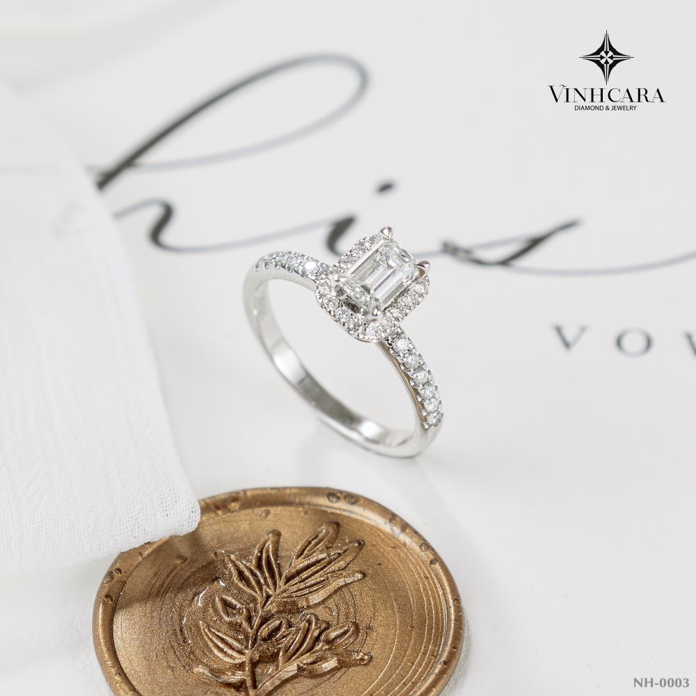 Nhẫn cầu hôn Kim cương Vàng trắng 18K VCR NH-0003 tinh tế