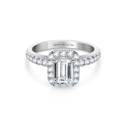 Nhẫn cầu hôn Kim cương Vàng trắng 18K VCR NH-0003 thanh lịch