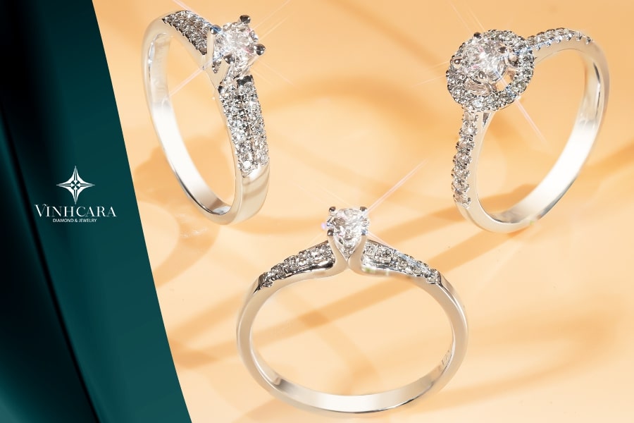 Nhẫn kim cương nữ vàng trắng đính kim cương đẹp lấp lánh