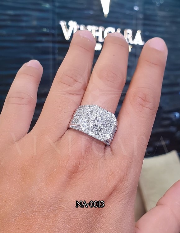 Nhẫn nam Kim cương Vàng trắng 18K VCR NA-0013 lịch lãm
