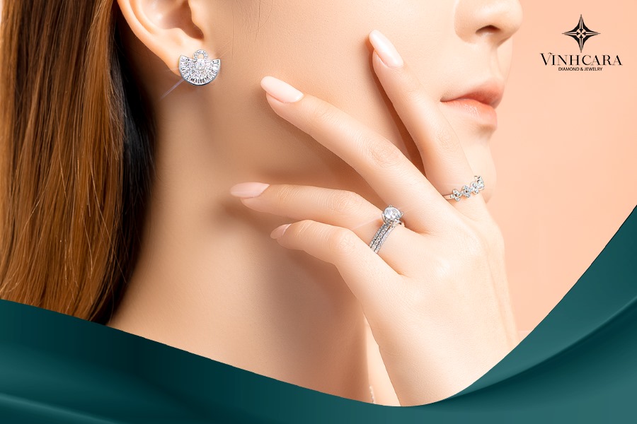 Nhẫn nữ kim cương 3 ly 6 sắc xảo