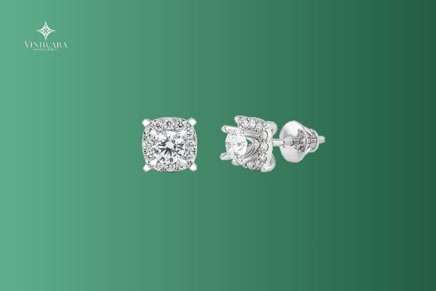 Vỏ bông nữ Kim cương Vàng trắng 18K VCR BN-0379 thanh tú Vỏ bông nữ Kim cương Vàng trắng 18K VCR BN-0379 lấp lánh