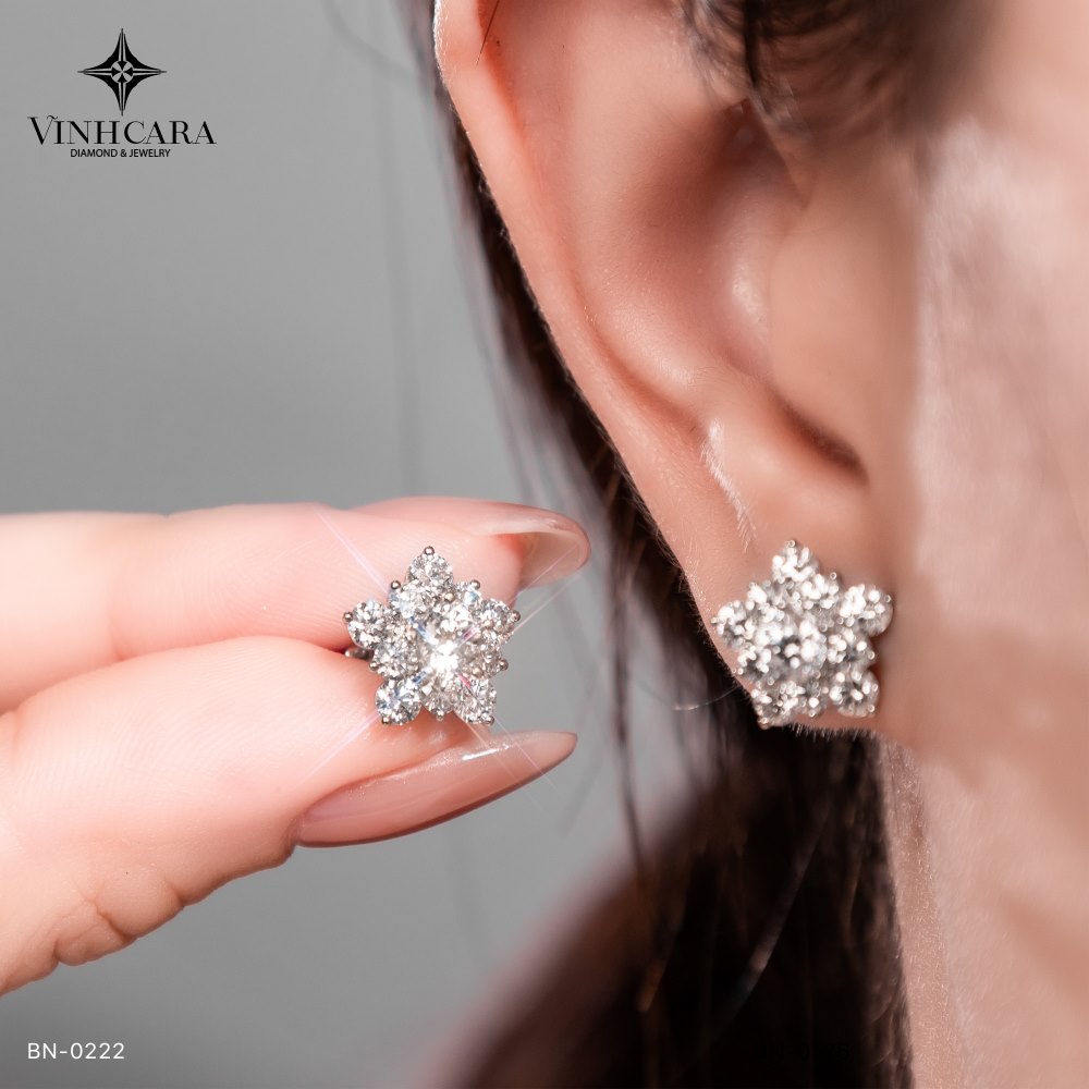 Vỏ bông tai nữ kim cương vàng trắng 18k BN-0222 quý phái