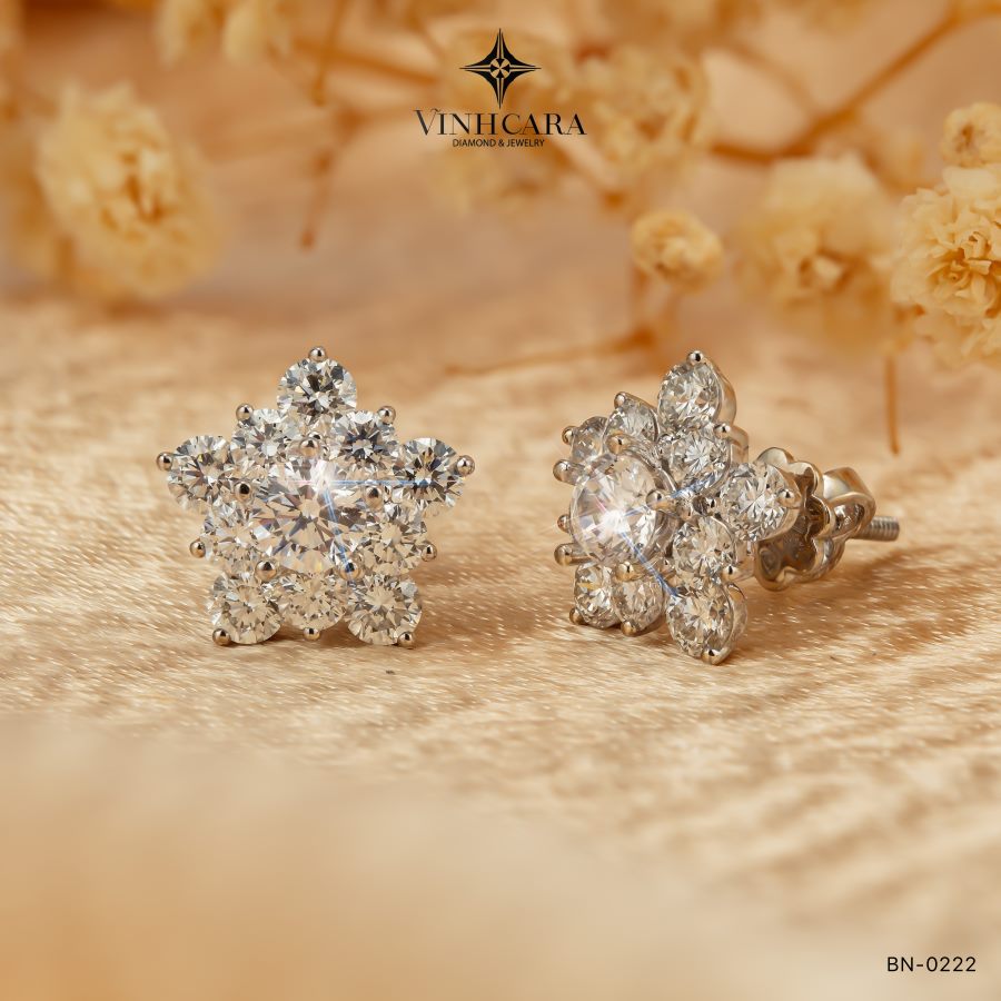 Vỏ bông tai nữ kim cương vàng trắng 18k BN-0222 thanh lịch