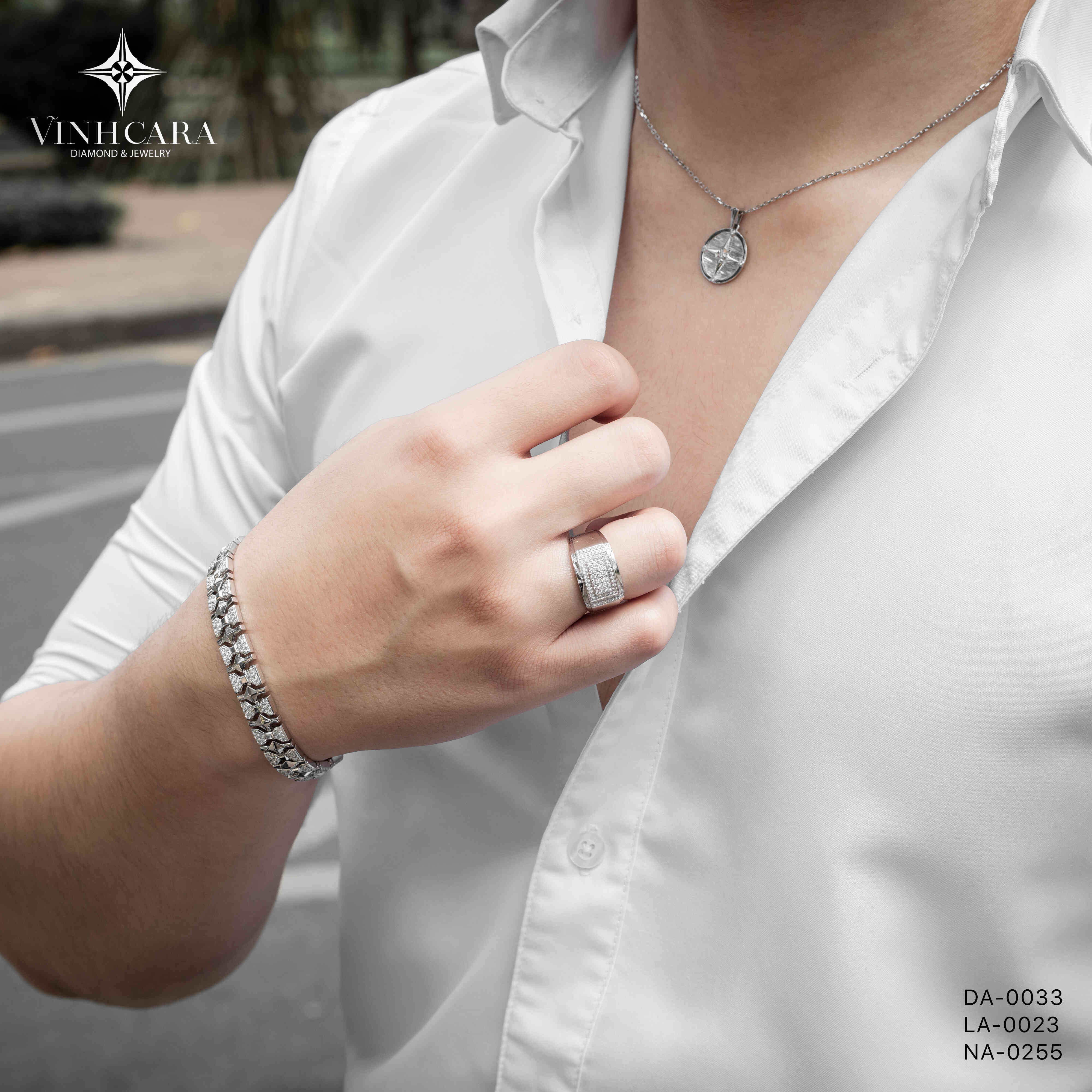 Vỏ nhẫn nam Kim cương Vàng trắng 18K VCR NA-0023 tinh tế