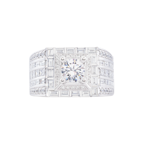 Vỏ nhẫn nam Kim cương Vàng trắng 18K VCR NA-0441 cuốn hút