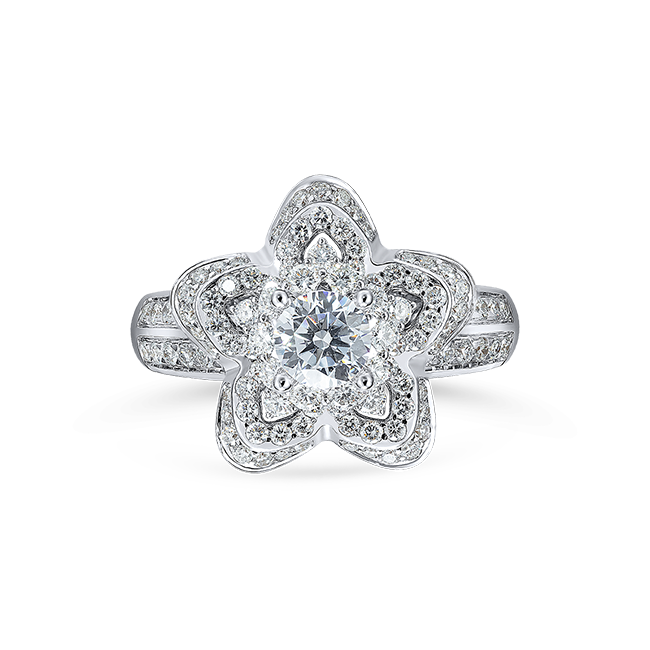 Vỏ nhẫn nữ Kim cương Vàng trắng 18K VCR NN-0631 sang trọng