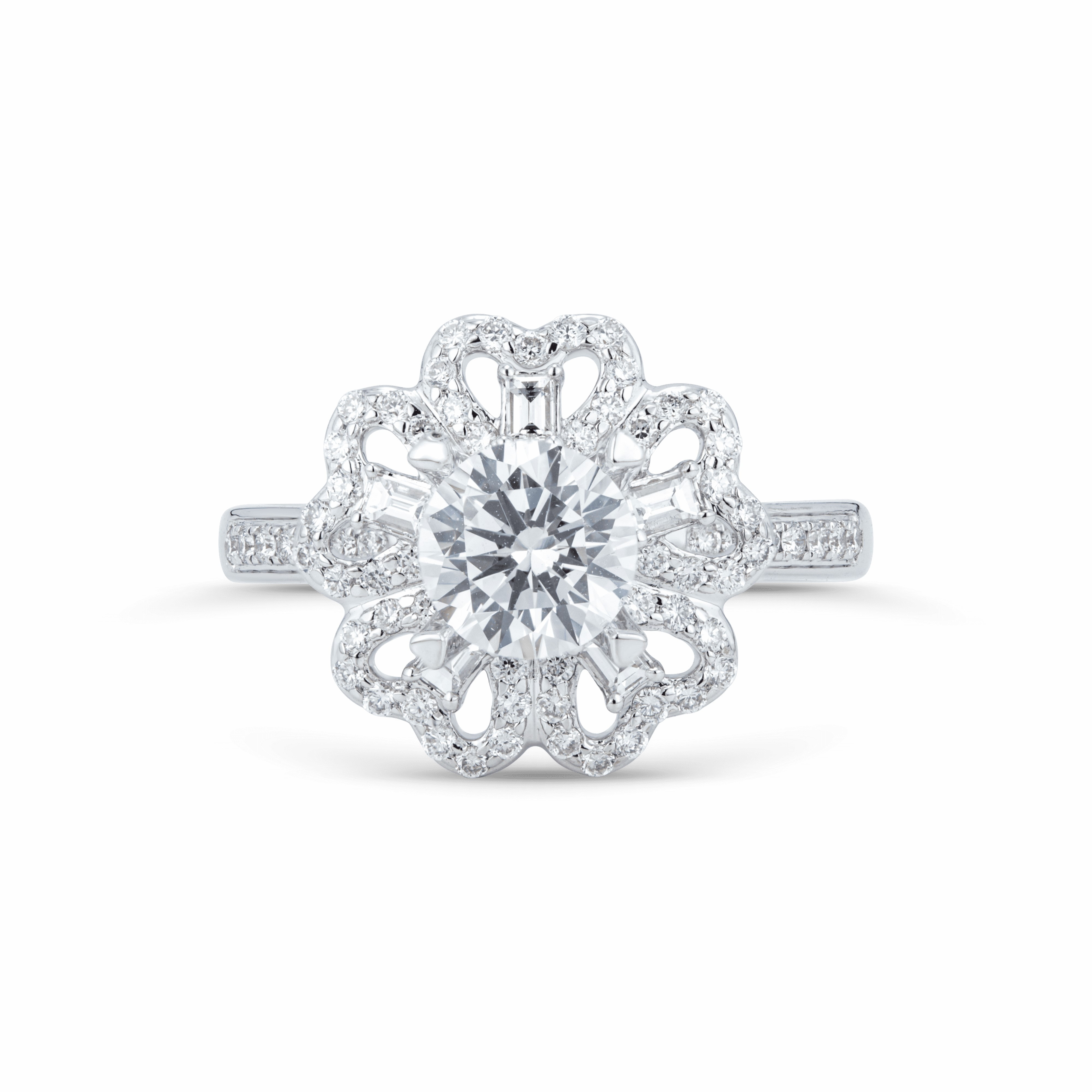 Vỏ nhẫn nữ Kim cương Vàng trắng 18K VCR NN-0713 lấp lánh