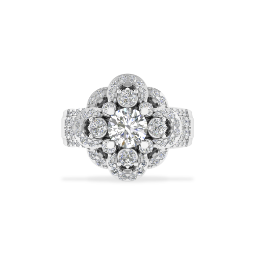 Vỏ nhẫn nữ Kim cương Vàng trắng 18K VCR NN-0777 thanh lịch