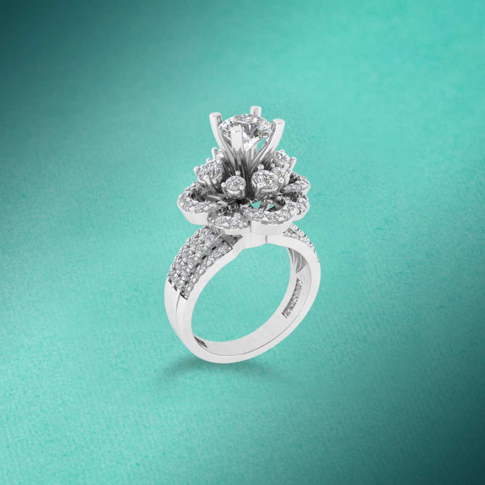 Vỏ nhẫn nữ Kim cương Vàng trắng 18K VCR NN-0777 hiện đại