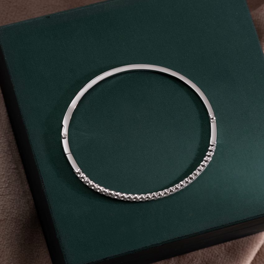 Vòng nữ Kim cương Vàng trắng 14K VCR VN-0123 lấp lánh