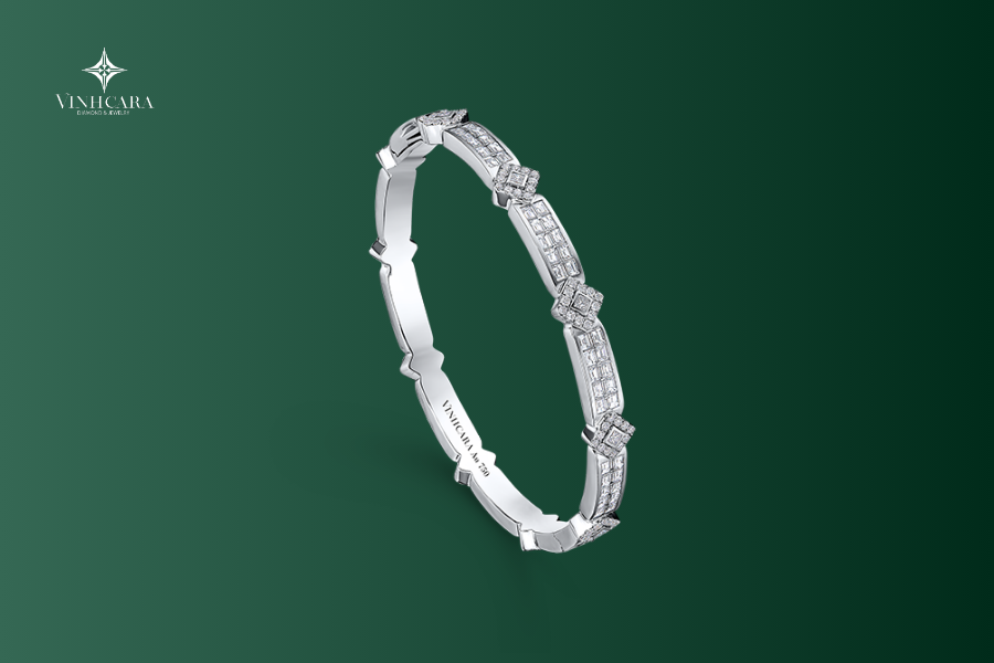 Vòng tay nữ Kim cương Vàng trắng 18K VCR VN-0058 gợi cảm 